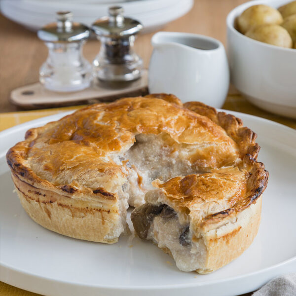 large chicken and mushroom pie