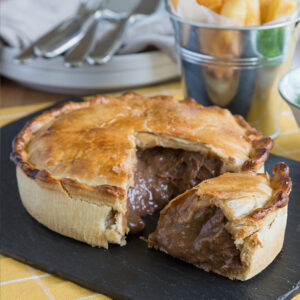 family steak and mushroom pie