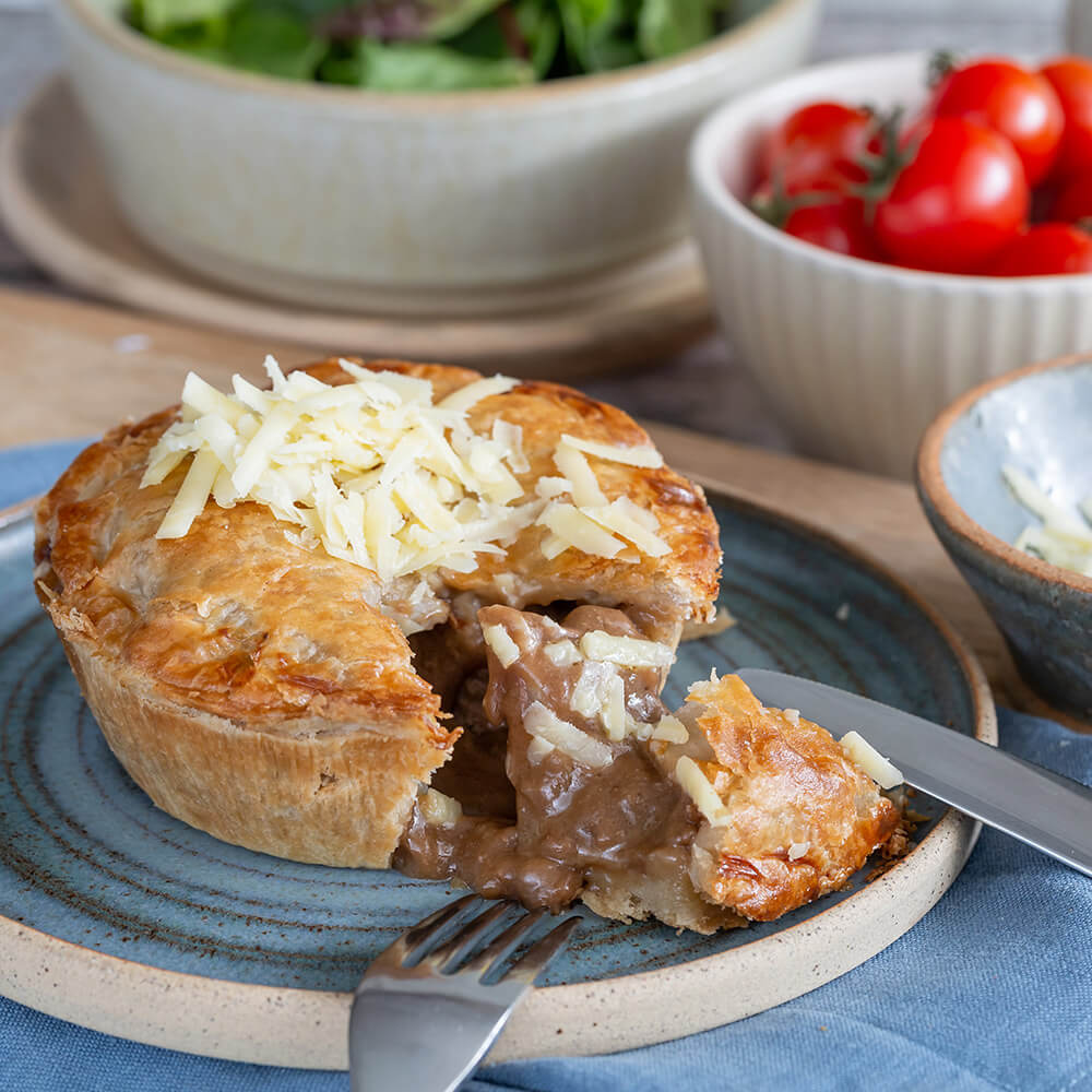 steak and mature cheddar individual pie