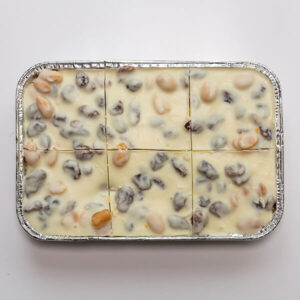 yoghurt peanut raisin square in a tray